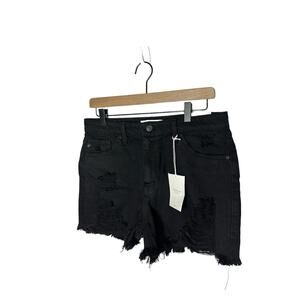KanCan sz 9/28 high rise‎ black distressed denim jeans shorts new